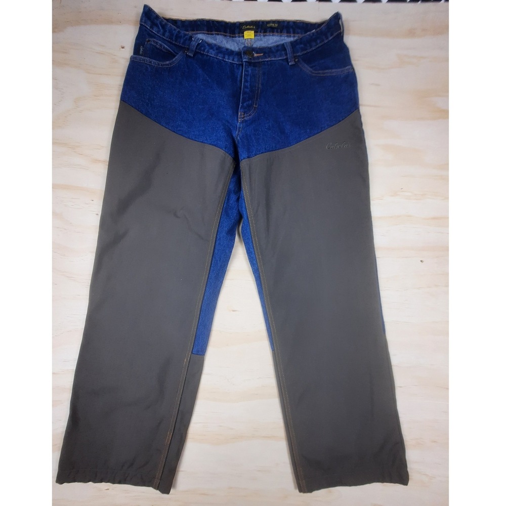 Cabelas Roughneck Mens 34x30 Blue Denim Brush Pants Hunting Upland‎ Classic Fit